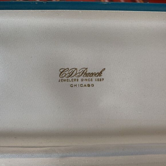 Vintage CD Peacock Jewelers Chicago Since 1837 Jewelry Box Cardboard Teal 8 1/4” - Picture 3 of 8